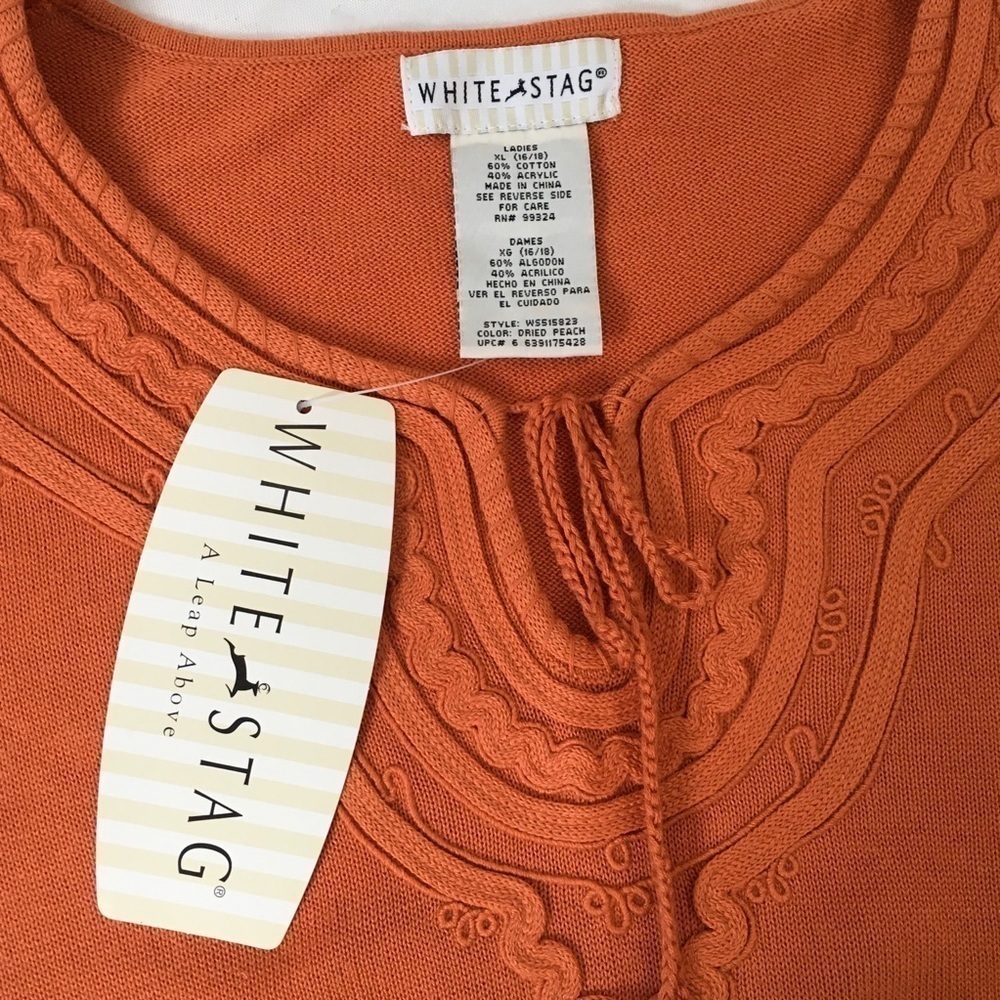 White Stage NEW Apricot Peach Knit Top XL - Picture 7 of 7